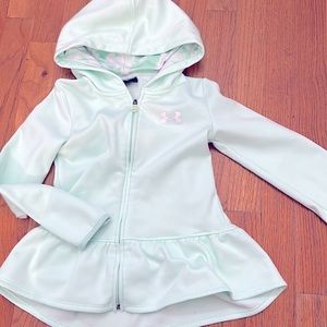 EUC Girls Under Armour zippered hoodie  light mint green sz 6